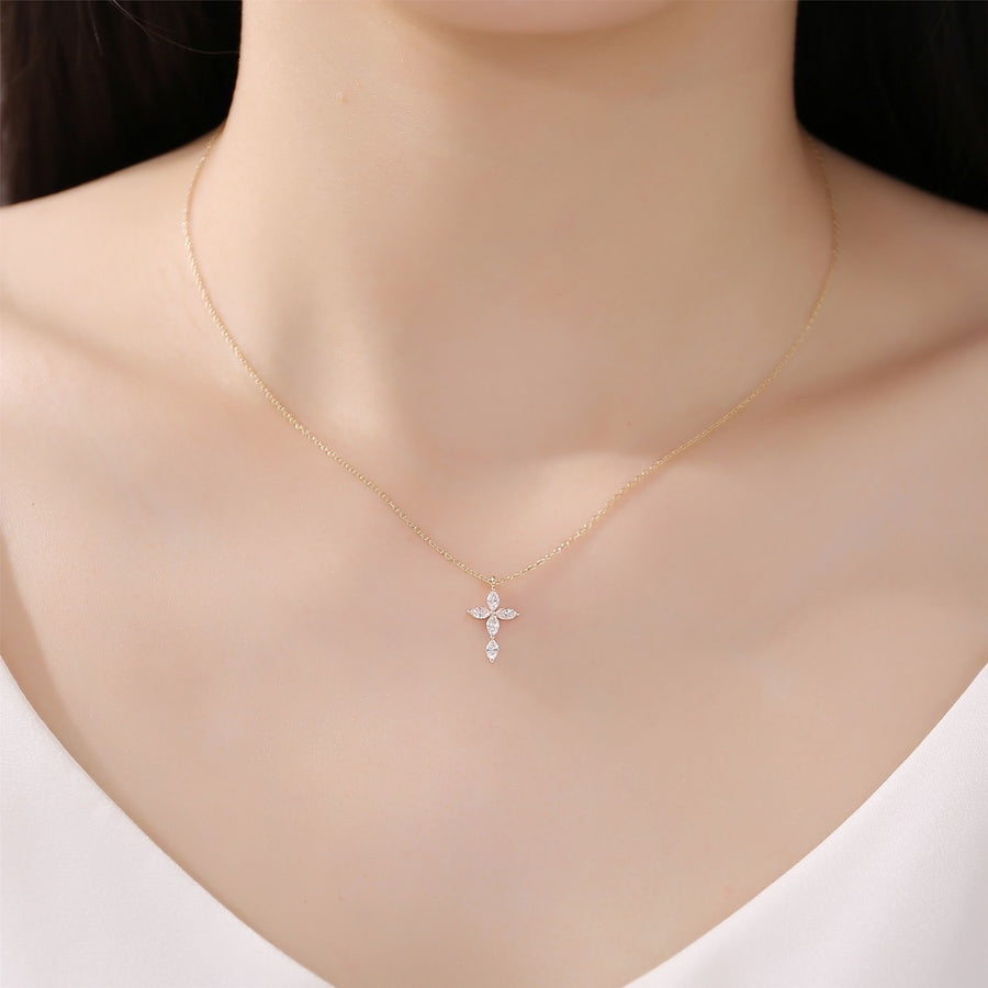 Mavie Flower Cross Pendant