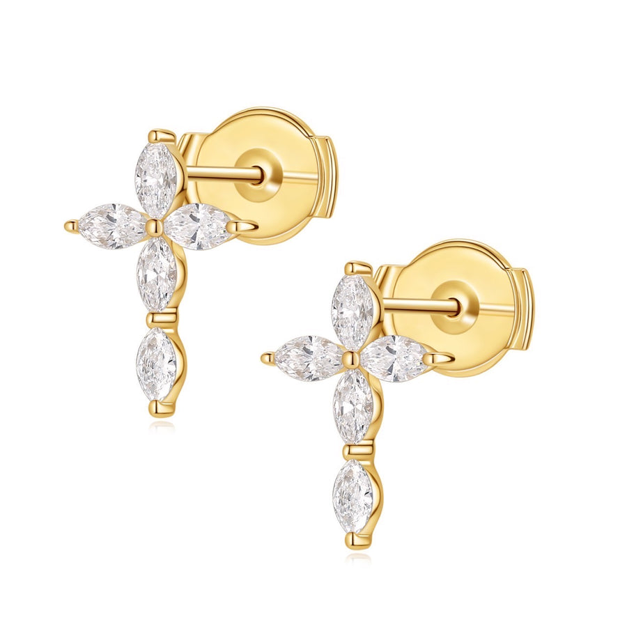 Mavie Flower Cross Earrings