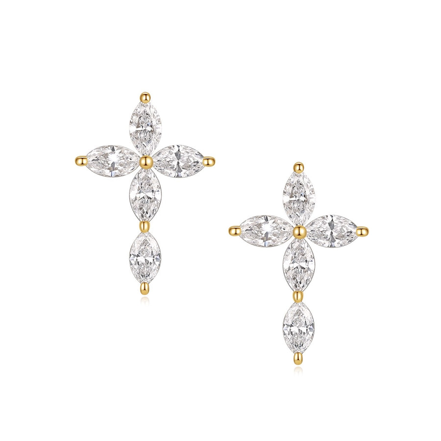 Mavie Flower Cross Earrings